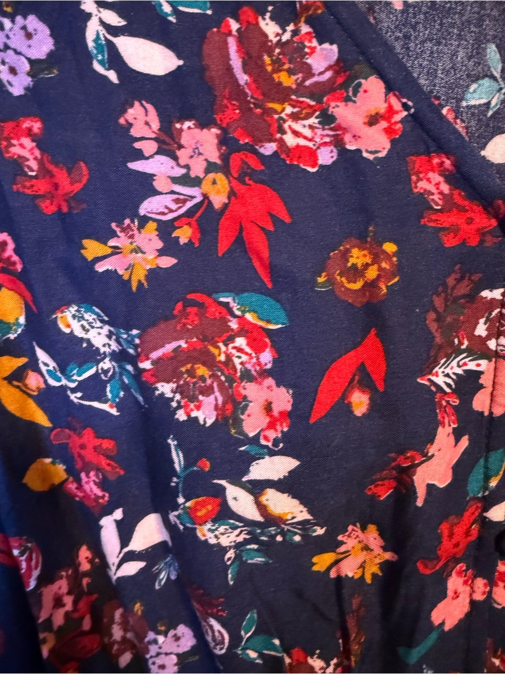Market & Spruce Navy Multicolor Floral Smocked-Waist Blouse - Picture 7 of 10
